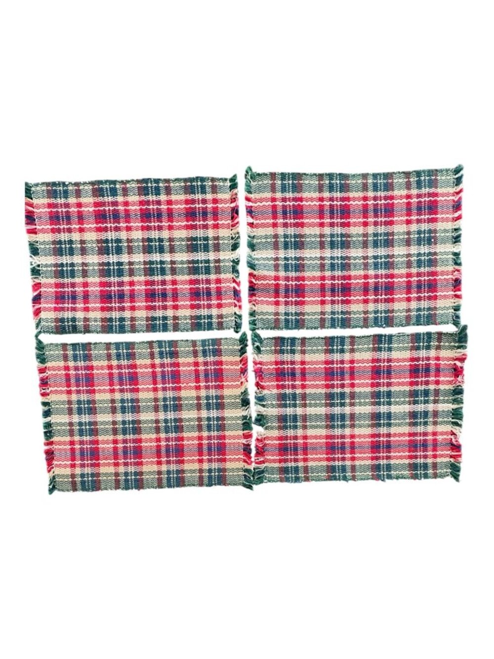 Pier 1 Imports Christmas Tartan Plaid Woven Placemat Set Of Four